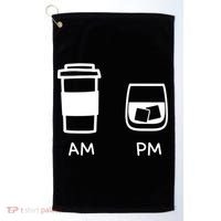 Big And Tall Am To Pm Coffee Whisky Rum Tequila Vodka Golf Towel thumb 0