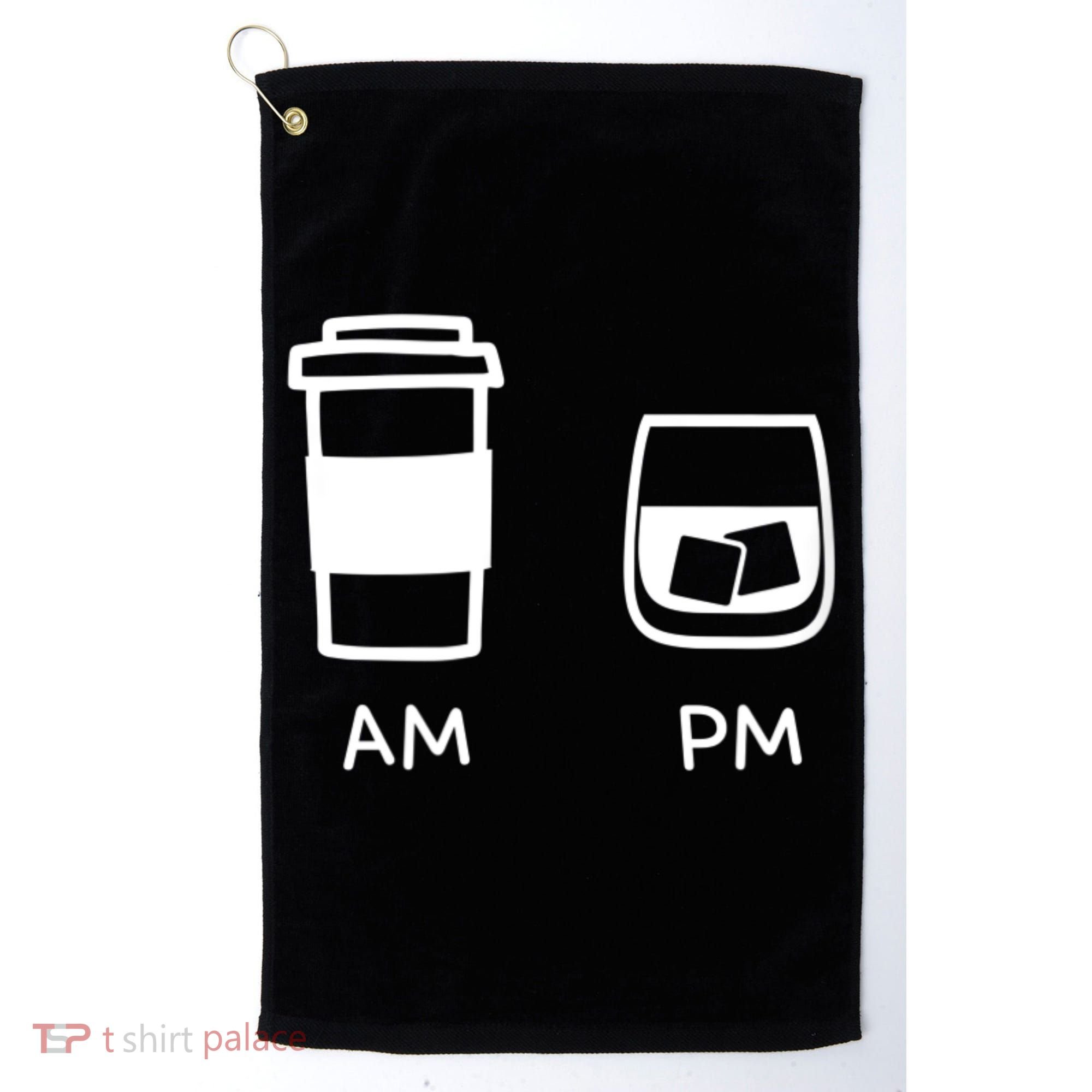 Big And Tall Am To Pm Coffee Whisky Rum Tequila Vodka Golf Towel