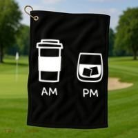 Big And Tall Am To Pm Coffee Whisky Rum Tequila Vodka Golf Towel thumb 1