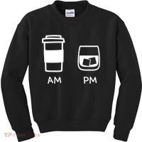 Big And Tall Am To Pm Coffee Whisky Rum Tequila Vodka Kids Sweatshirt thumb 0