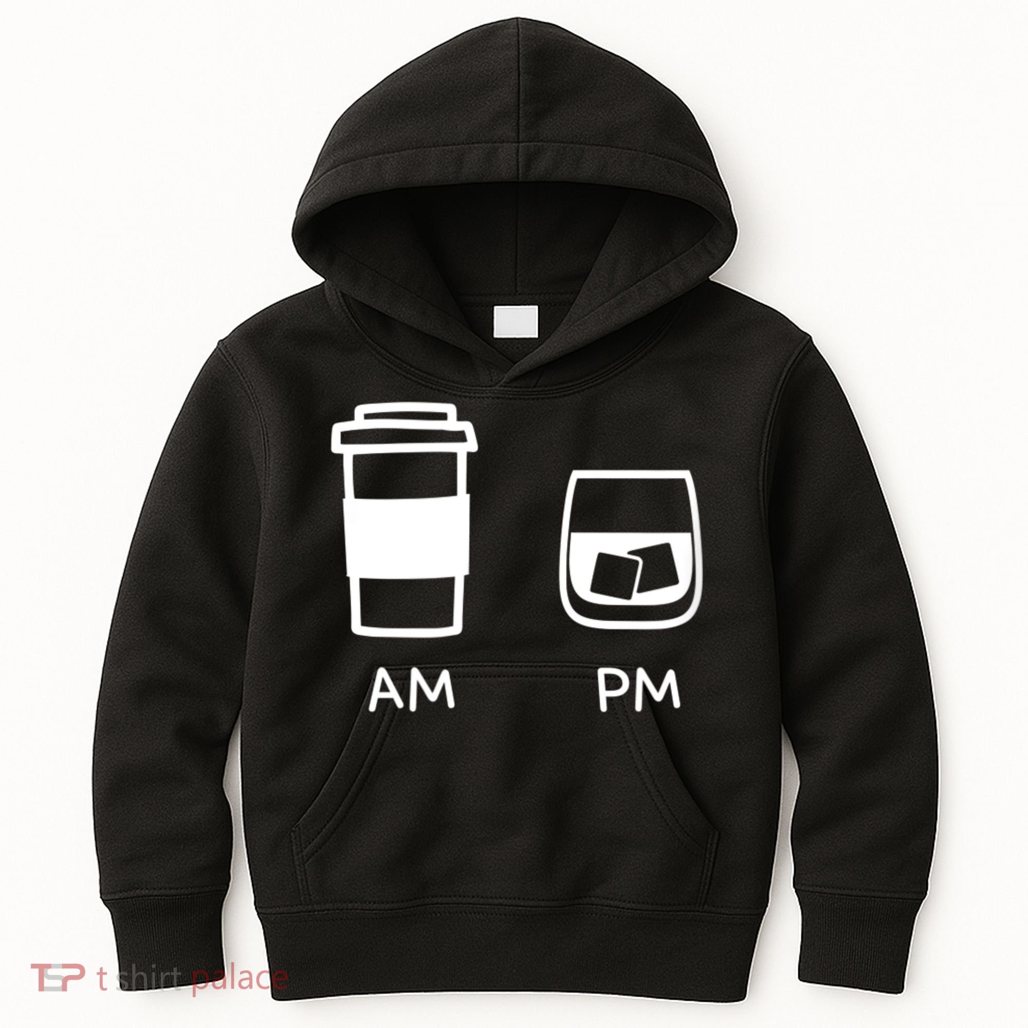 Big And Tall Am To Pm Coffee Whisky Rum Tequila Vodka Kids Hoodie