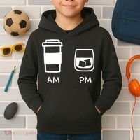 Big And Tall Am To Pm Coffee Whisky Rum Tequila Vodka Kids Hoodie thumb 2