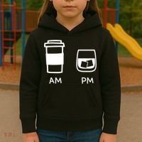 Big And Tall Am To Pm Coffee Whisky Rum Tequila Vodka Kids Hoodie thumb 3