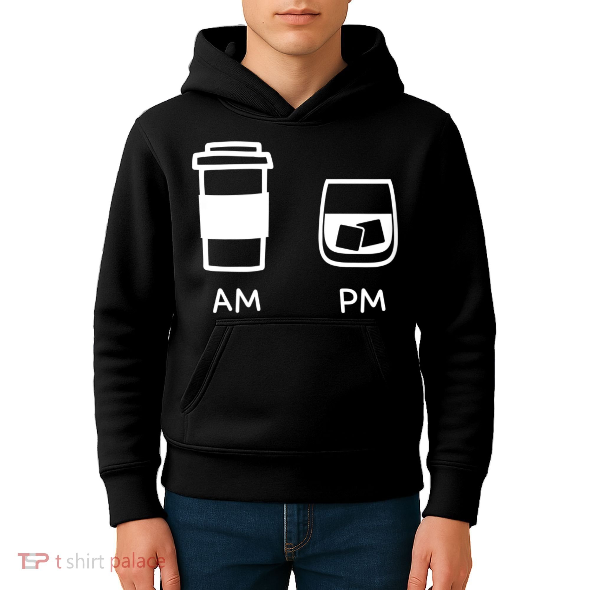 Big And Tall Am To Pm Coffee Whisky Rum Tequila Vodka Kids Hoodie