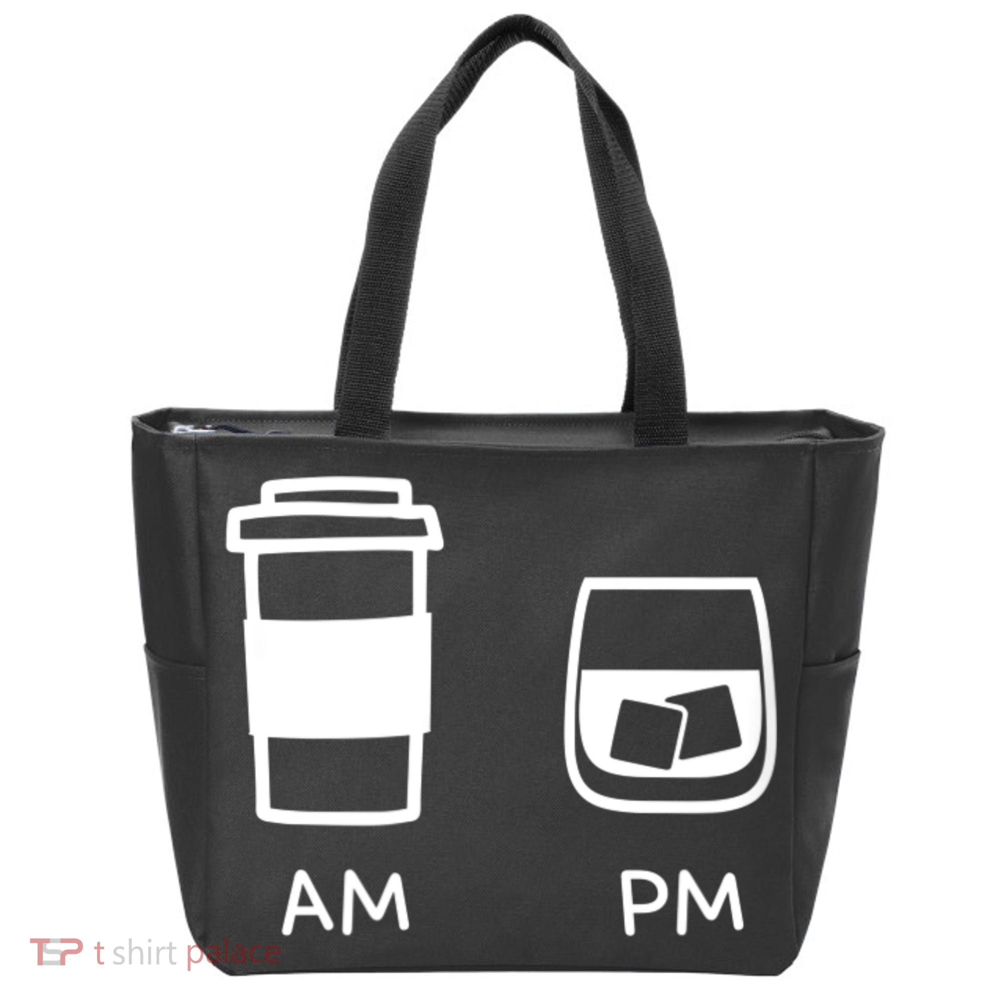 Big And Tall Am To Pm Coffee Whisky Rum Tequila Vodka Tote Bag