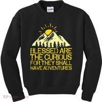Blessed Are The Curious For They Shall Have Adventures Kids Sweatshirt thumb 0