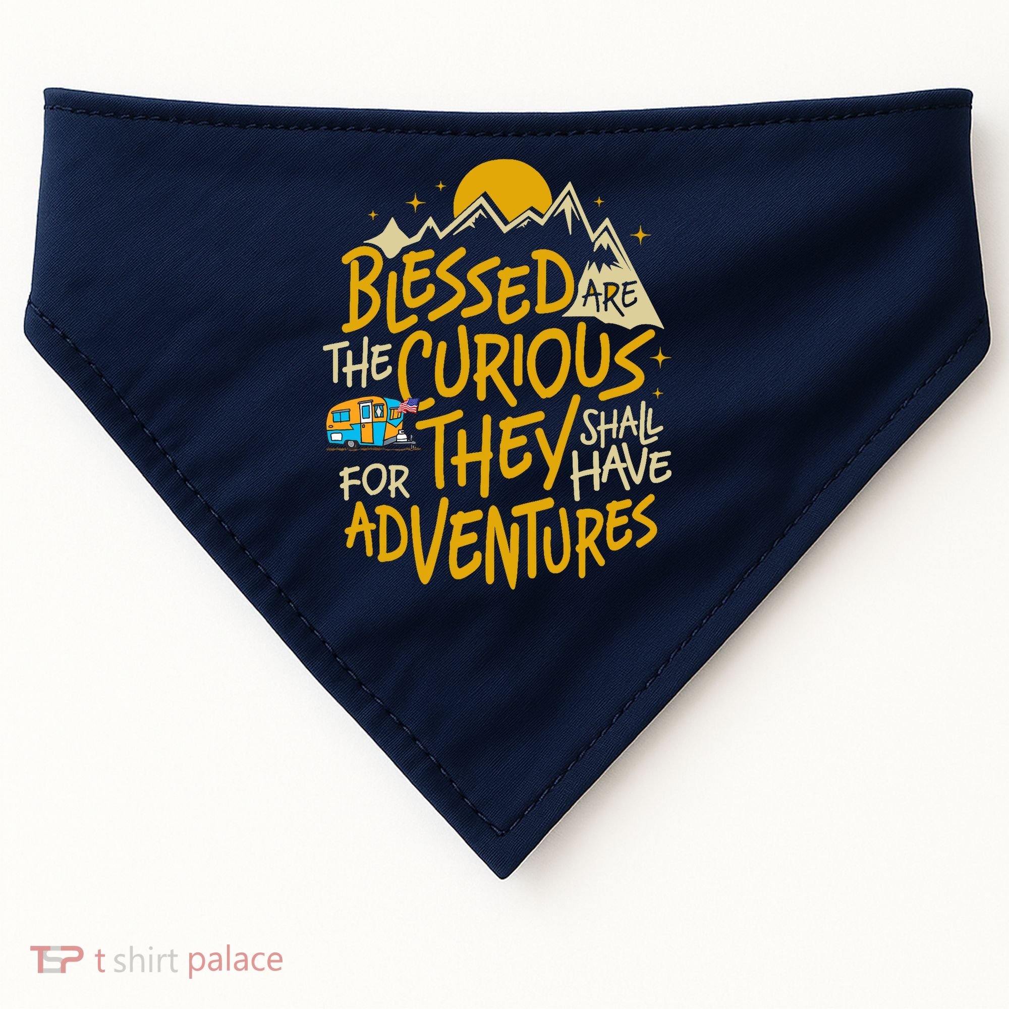 Blessed Are The Curious For They Shall Have Adventures USA-Made Doggie Bandana