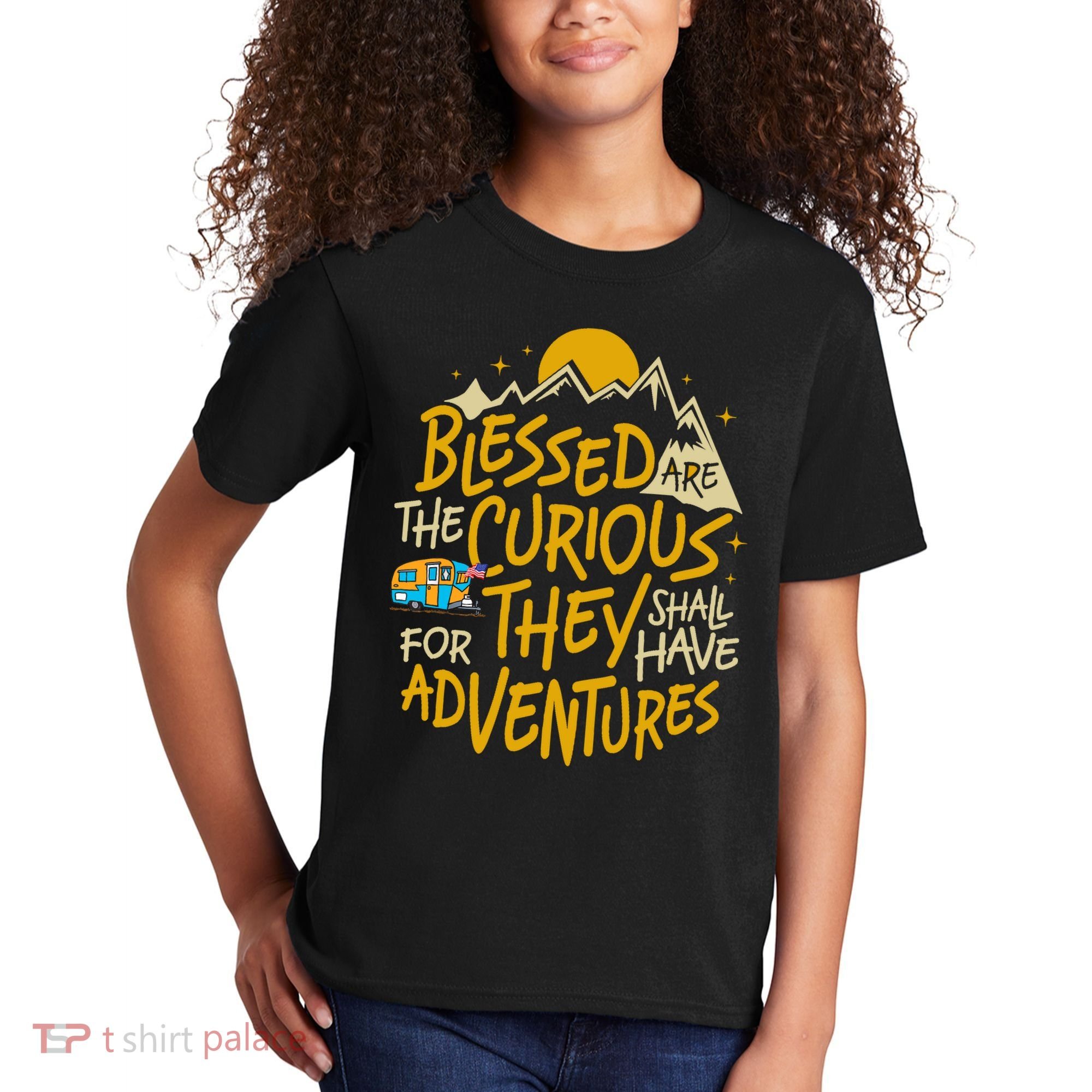 Blessed Are The Curious For They Shall Have Adventures Kids T-Shirt