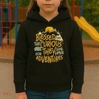 Blessed Are The Curious They Shall Have Adventures Kids Hoodie thumb 3