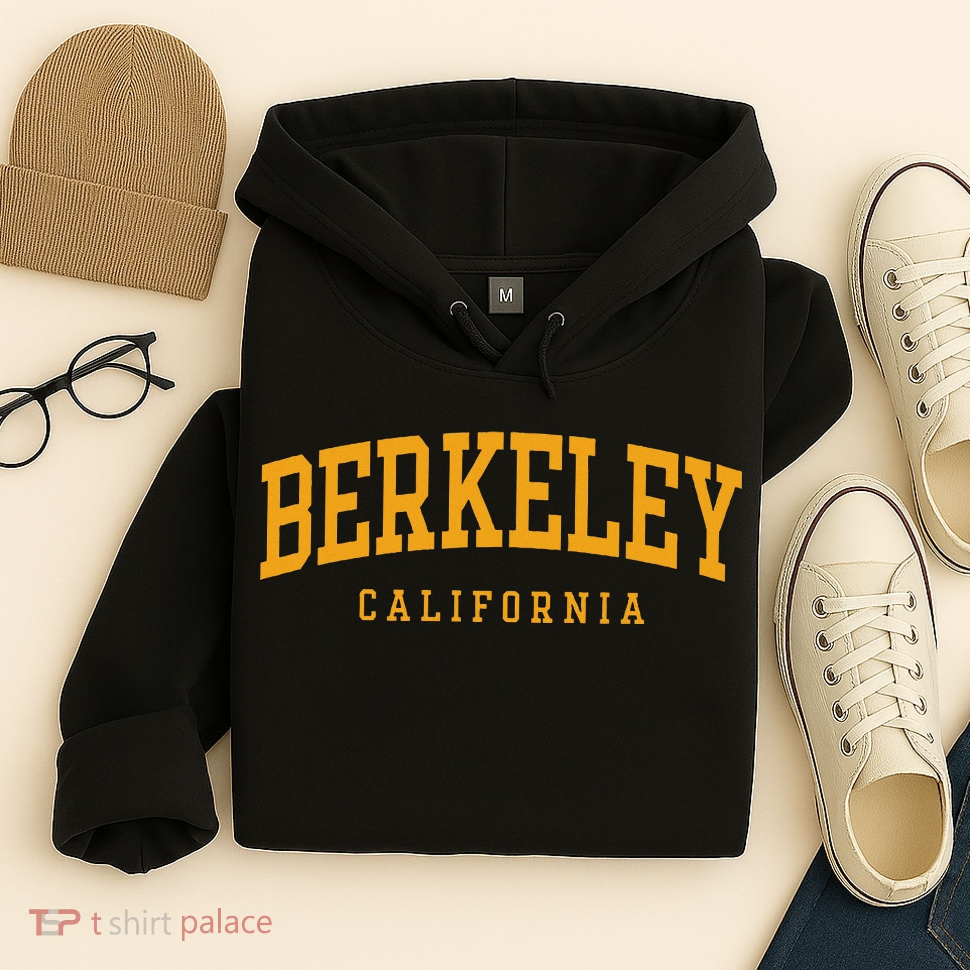 Berkeley Arched Text Yellow Hoodie