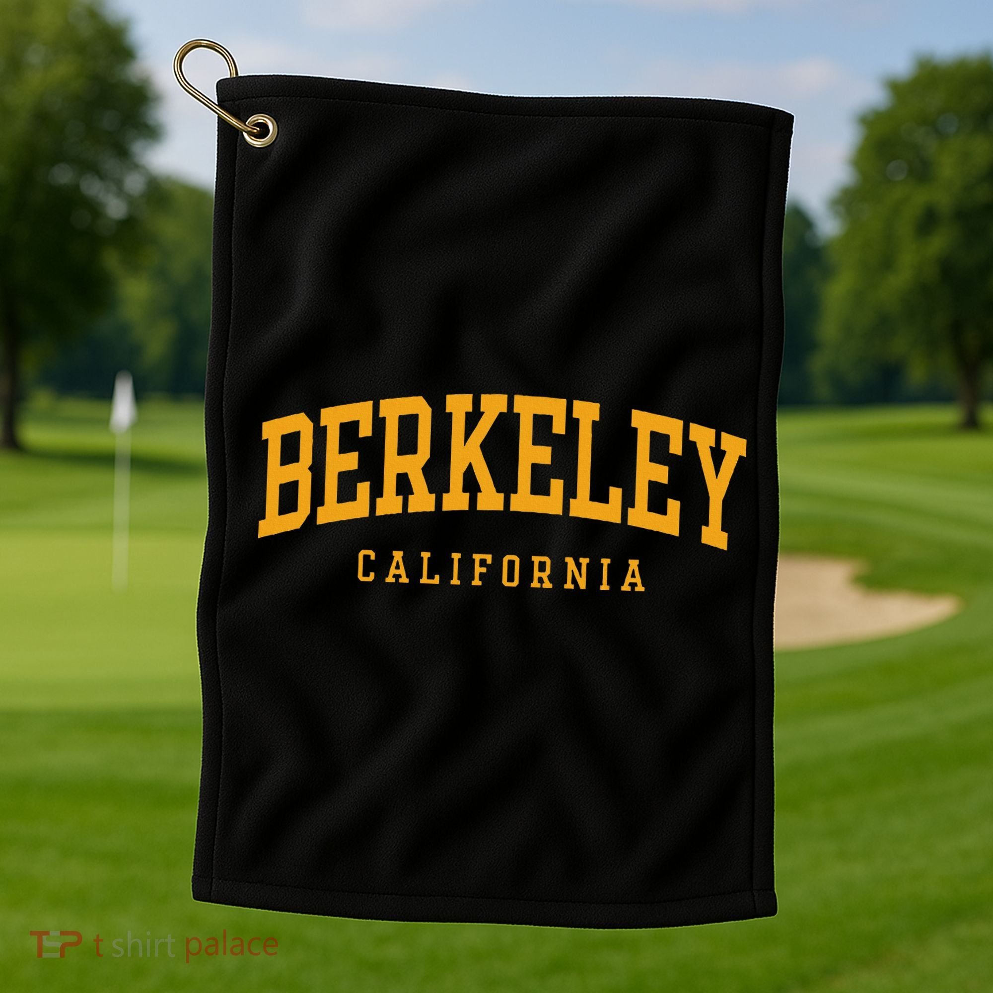 Berkeley Arched Text Yellow Golf Towel