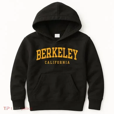 Berkeley Arched Text Yellow Kids Hoodie