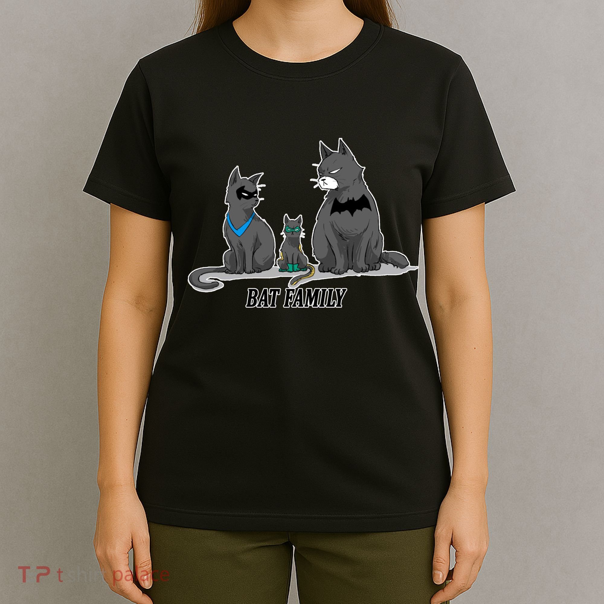 Batfamily Bat Cat Family Cartoon Spoof T-Shirt