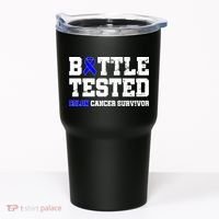 Battle Tested Colon Cancer Survivor Tumbler thumb 0