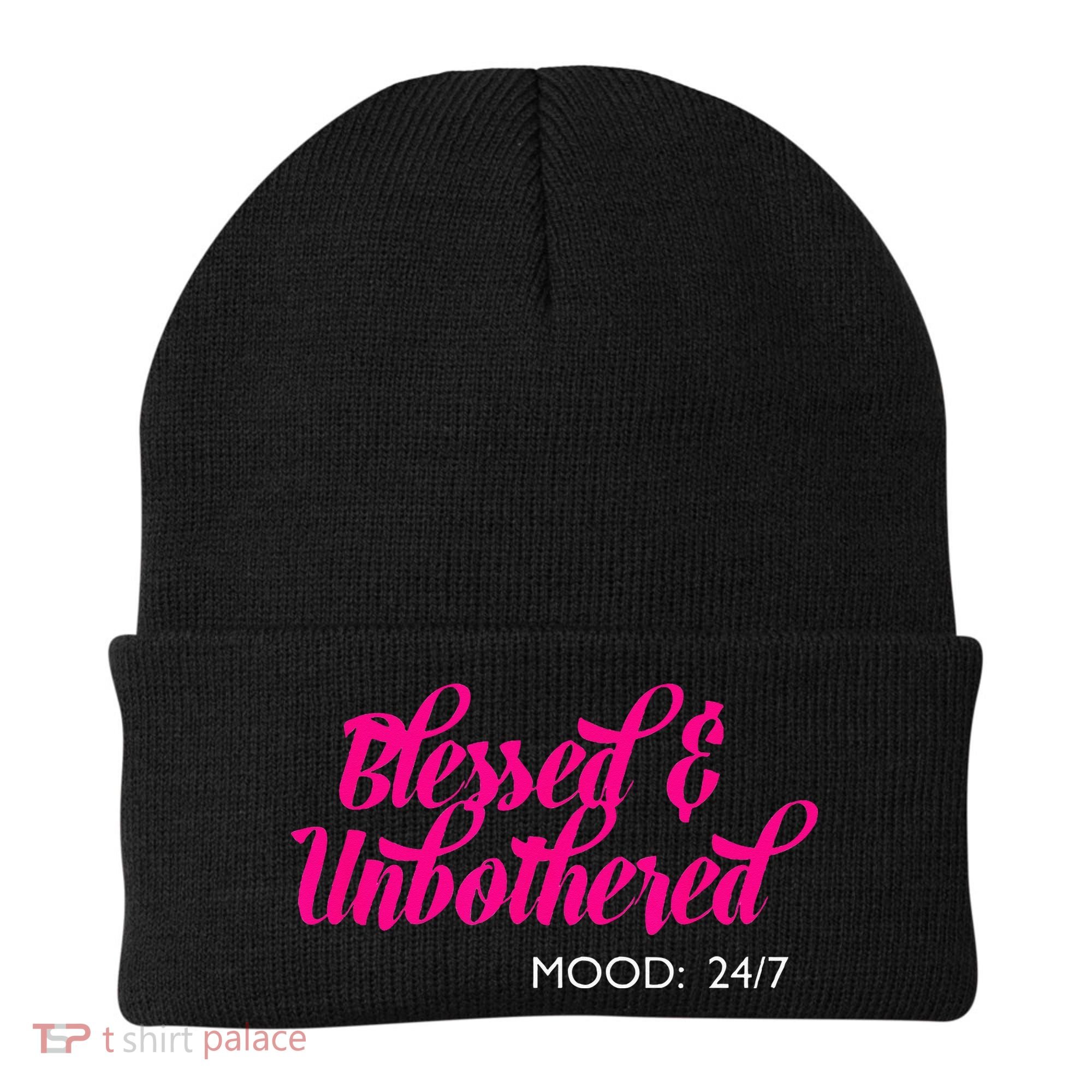 Blessed And Unbothered My Mood Christian Beanie