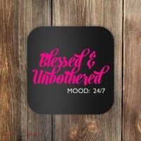 Blessed And Unbothered My Mood Christian Coaster thumb 0