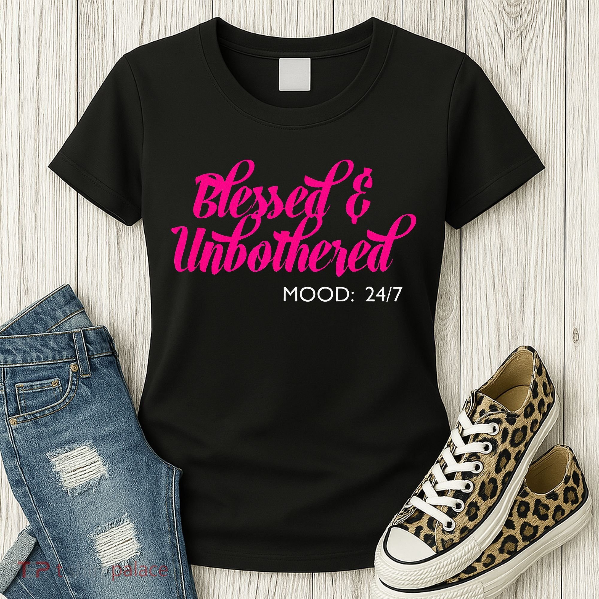 Blessed And Unbothered My Mood Christian Women's T-Shirt