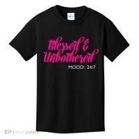 Blessed And Unbothered My Mood Christian Kids T-Shirt thumb 0