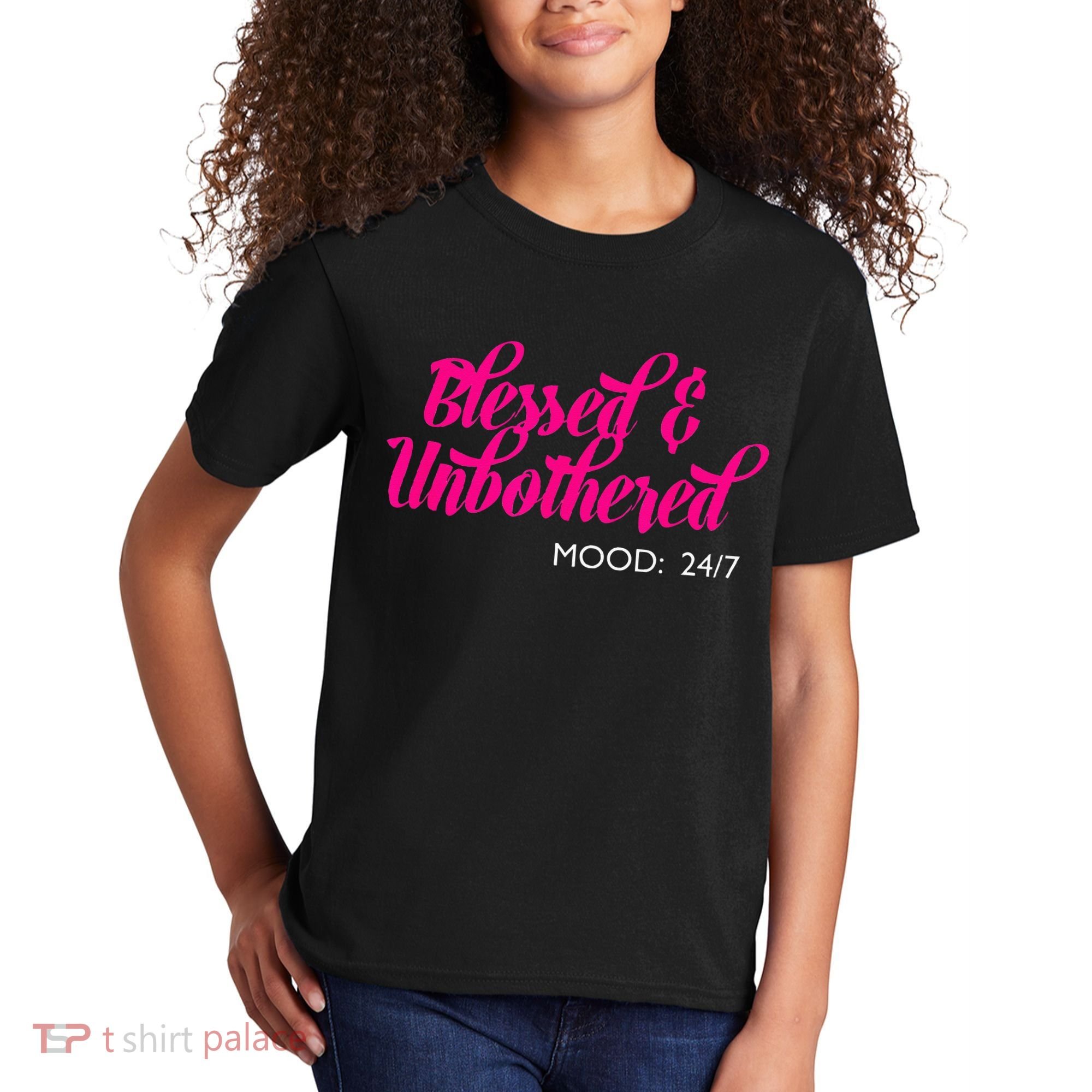 Blessed And Unbothered My Mood Christian Kids T-Shirt