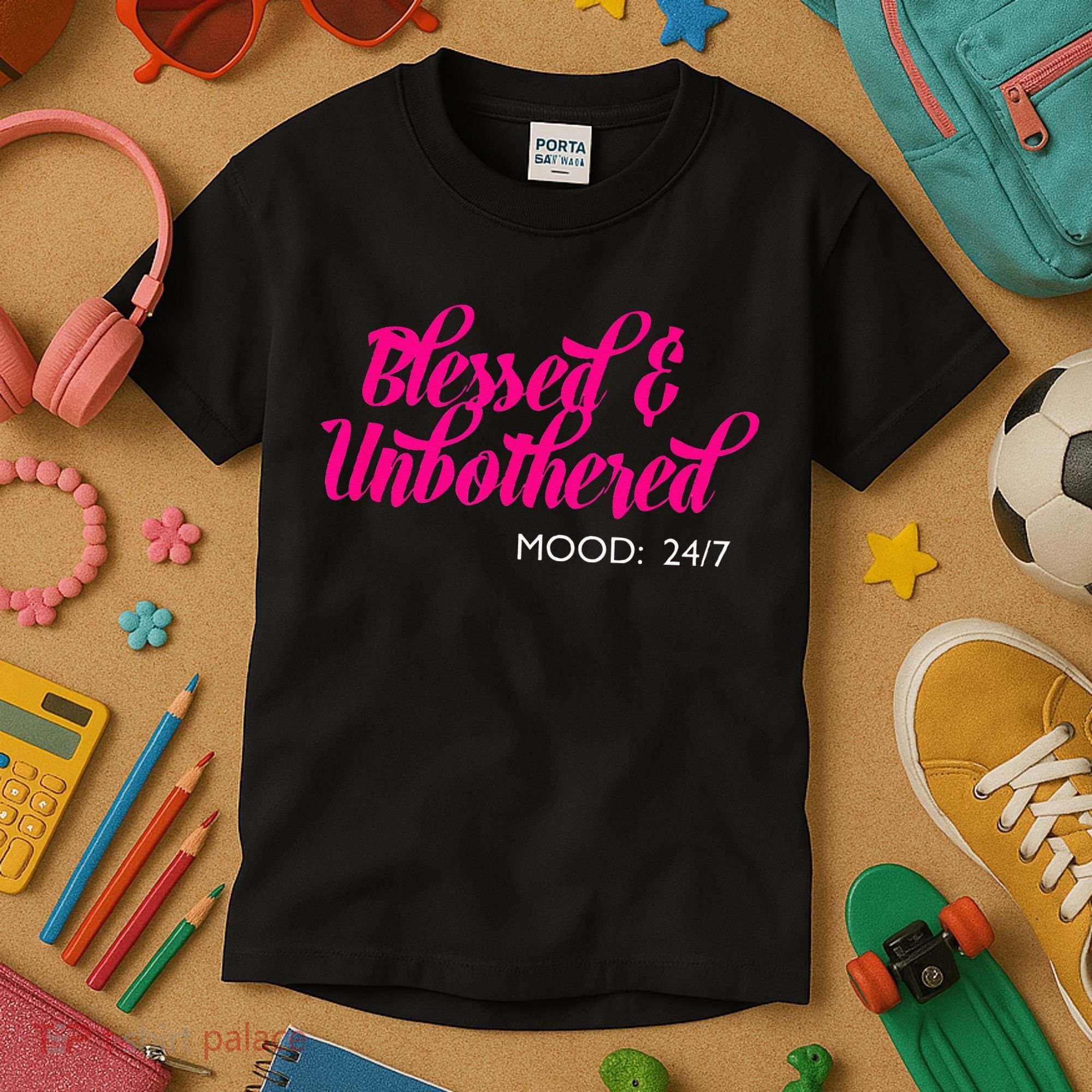 Blessed And Unbothered My Mood Christian Kids T-Shirt