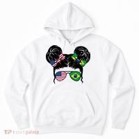 Brazil And United States Flag Messy Bun Hoodie thumb 0