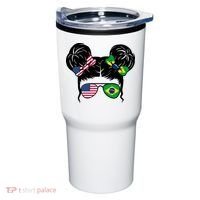 Brazil And United States Flag Messy Bun Tumbler thumb 0