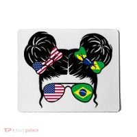 Brazil And United States Flag Messy Bun Mousepad thumb 0