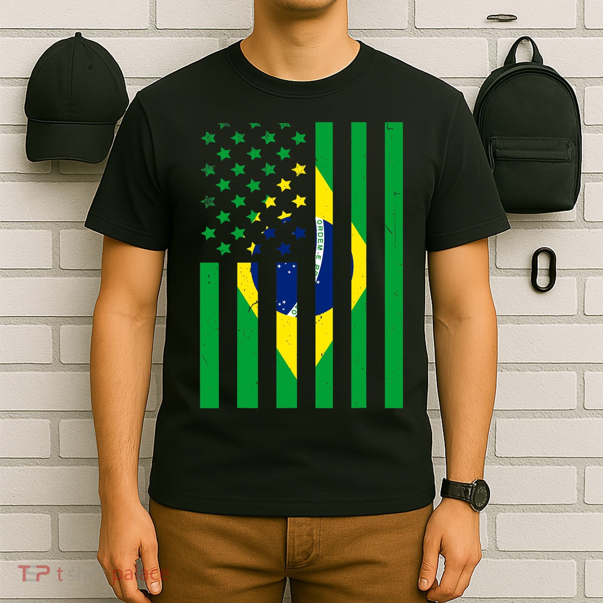 Brazil American USA Flag Brazilian Pride T-Shirt