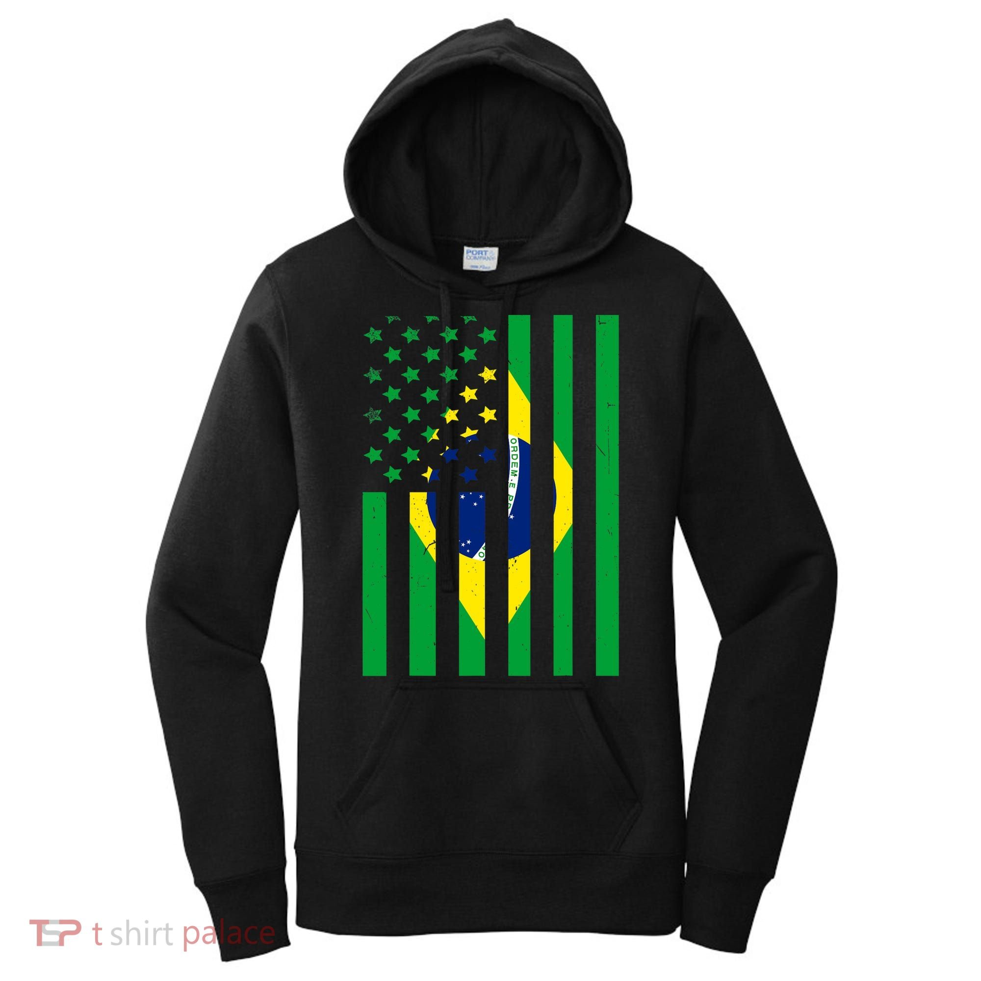 Brazil American USA Flag Brazilian Pride Women's Hoodie