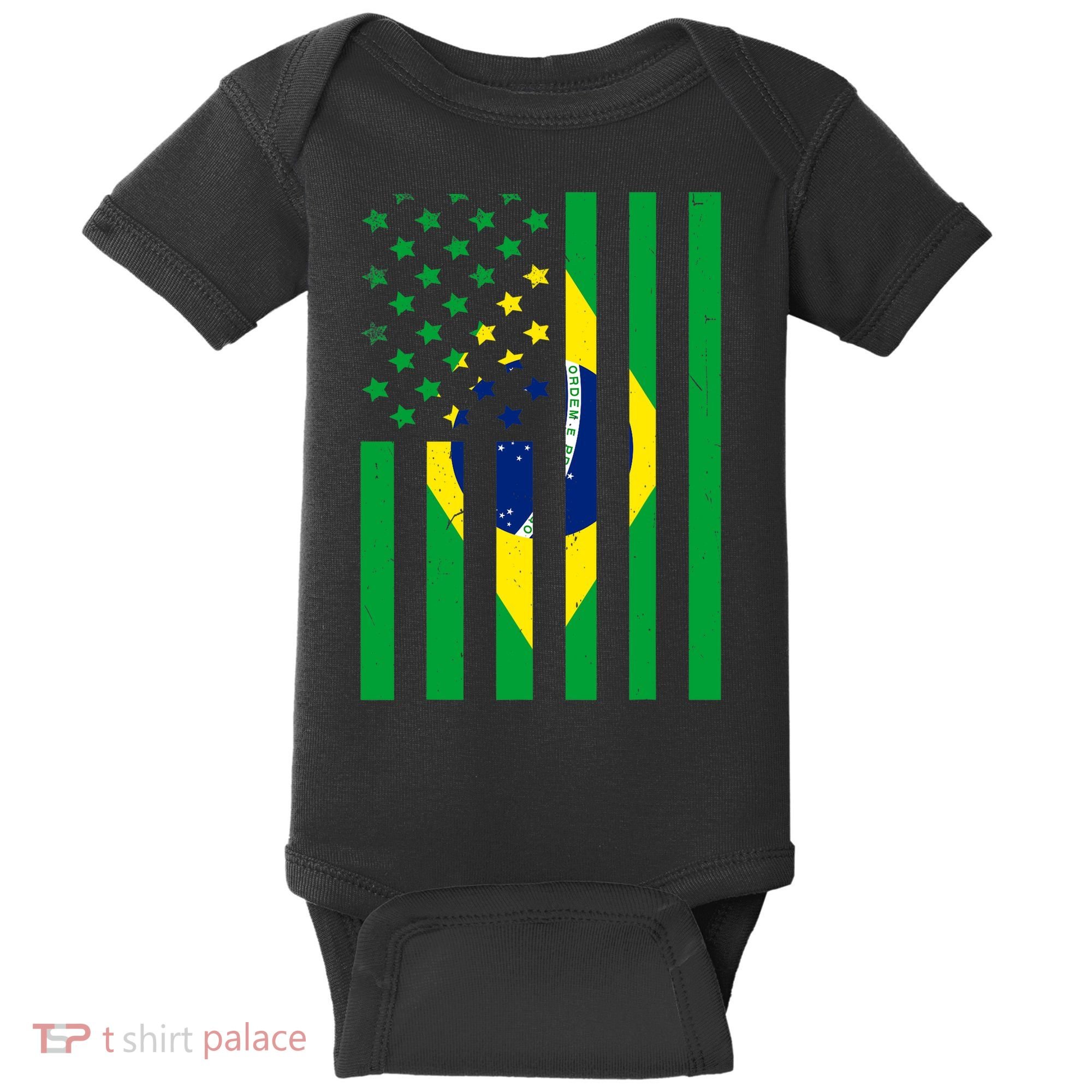 Brazil American USA Flag Brazilian Pride Baby Bodysuit