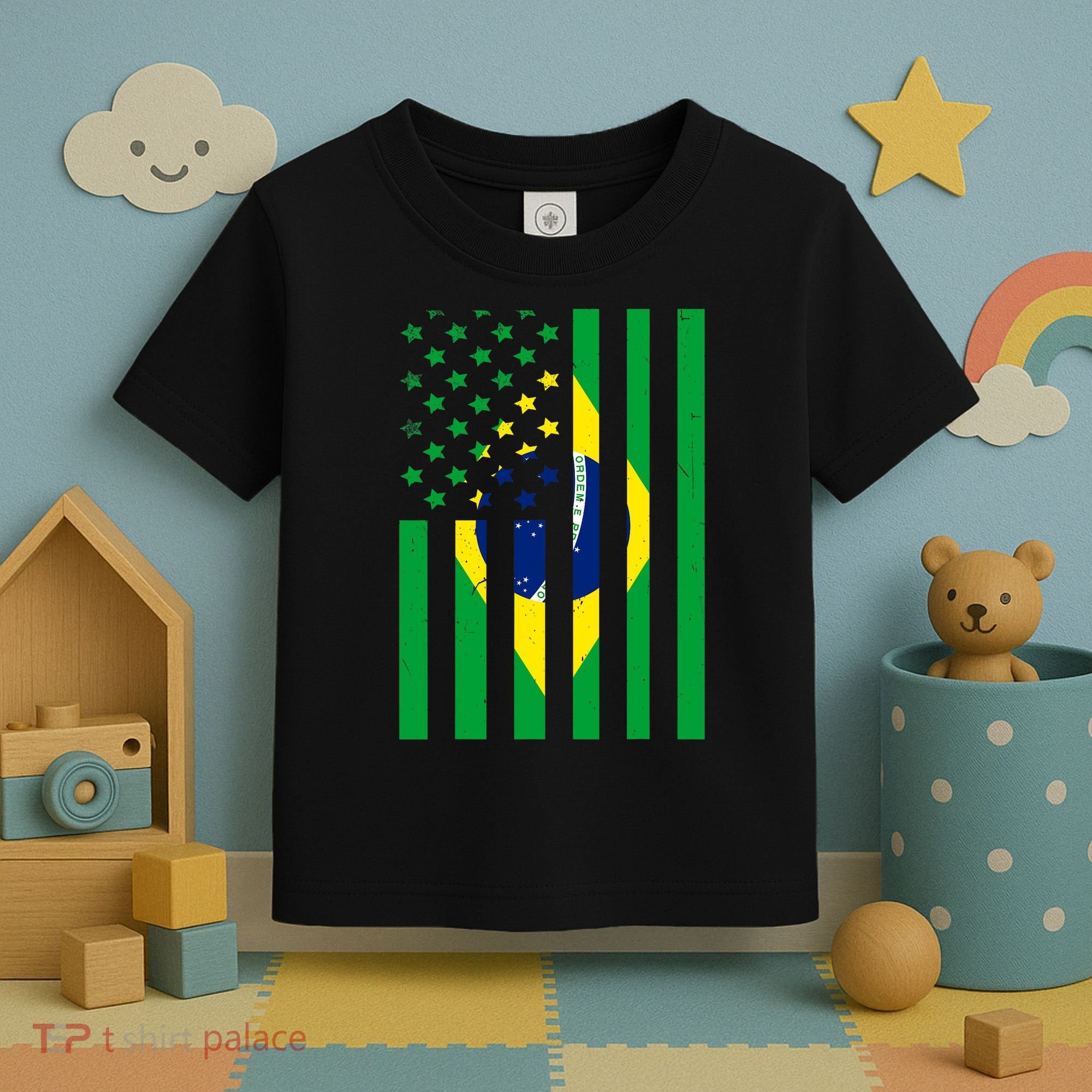 Brazil American USA Flag Brazilian Pride Toddler T-Shirt