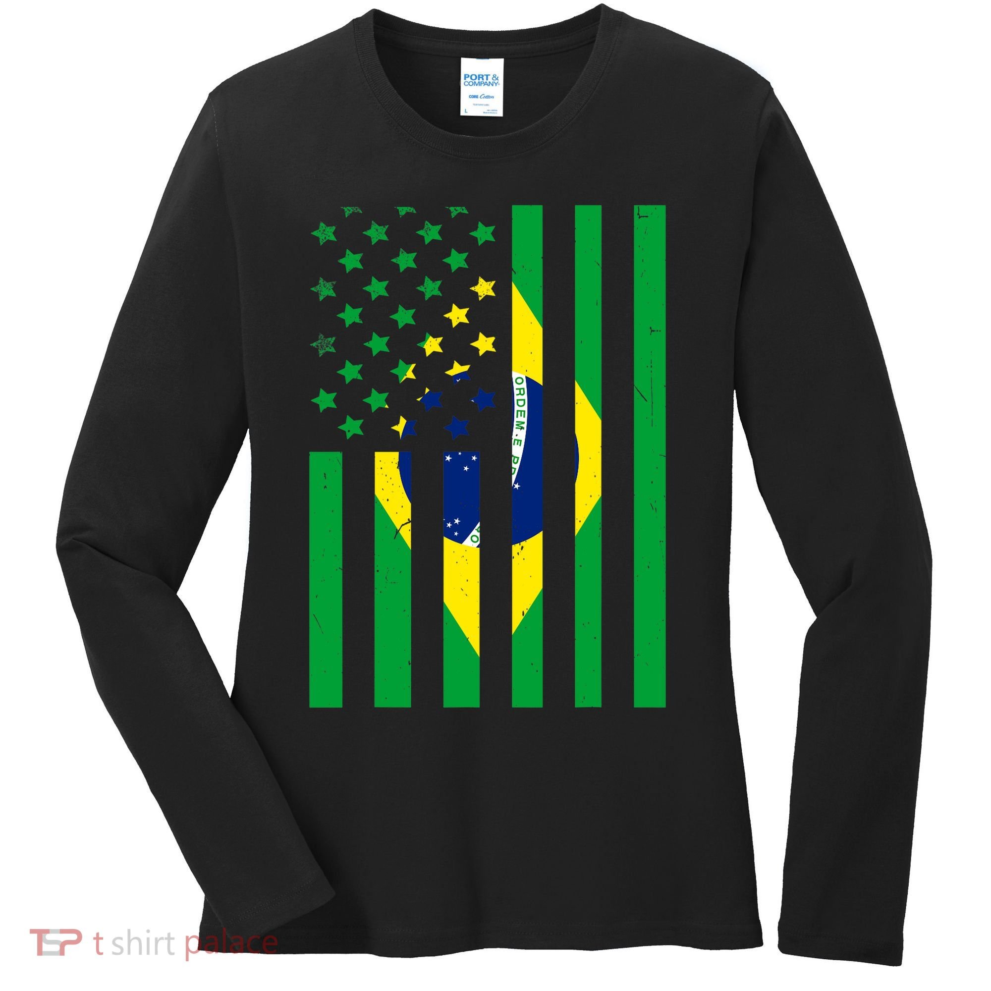 Brazil American USA Flag Brazilian Pride Women's Long Sleeve Shirt