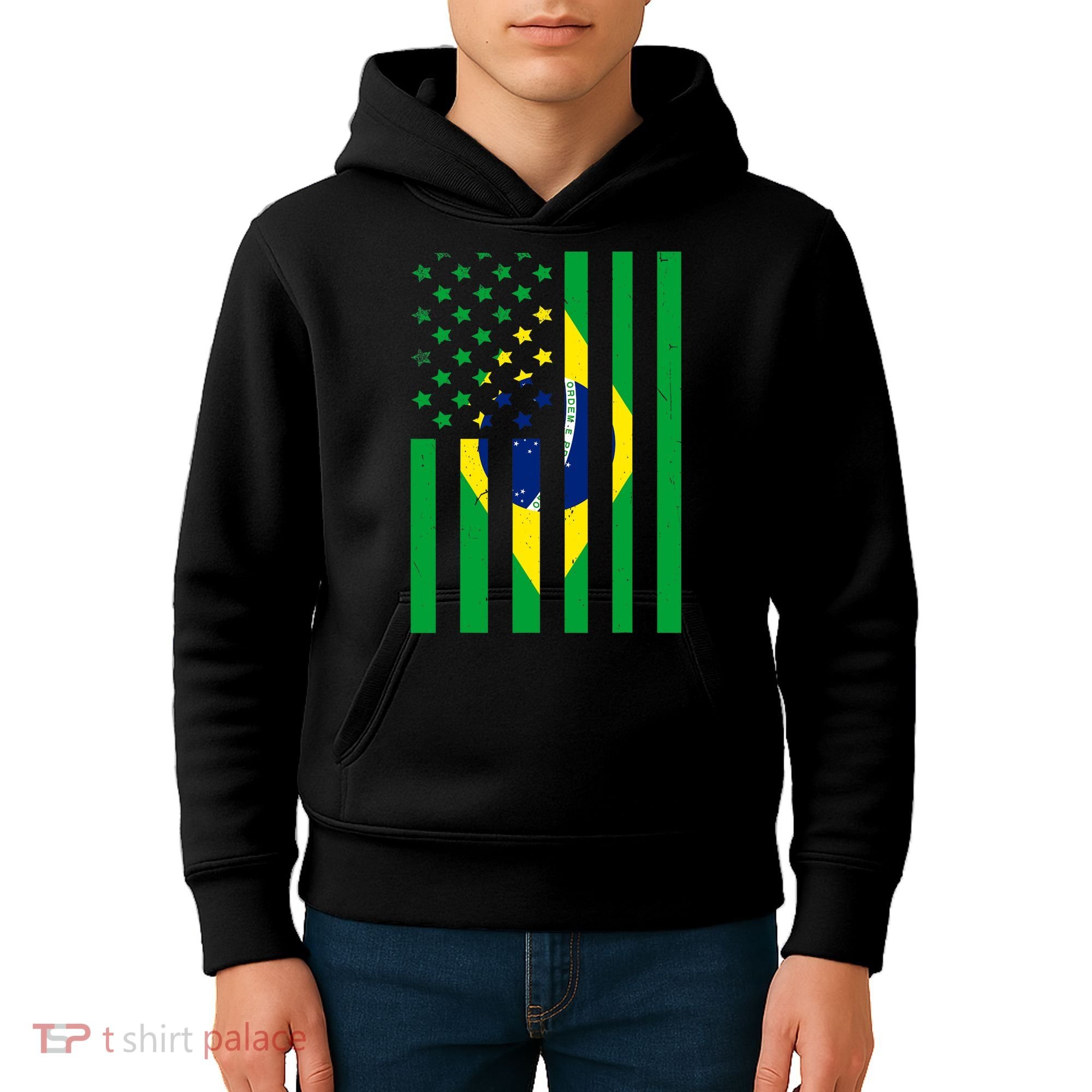 Brazil American USA Flag Brazilian Pride Kids Hoodie