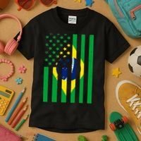 Brazil American USA Flag Brazilian Pride Kids T-Shirt thumb 3