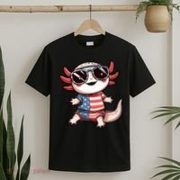 Beautiful Axolotl USA Flag Sunglasses 4th Of July Axolotl T-Shirt thumb 2