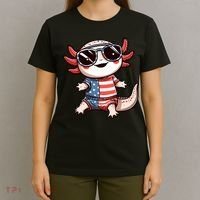 Beautiful Axolotl USA Flag Sunglasses 4th Of July Axolotl T-Shirt thumb 4