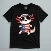 Beautiful Axolotl USA Flag Sunglasses 4th Of July Axolotl T-Shirt thumb 5