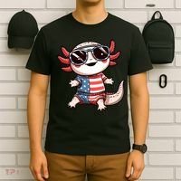 Beautiful Axolotl USA Flag Sunglasses 4th Of July Axolotl T-Shirt thumb 6