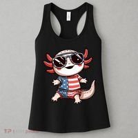 Beautiful Axolotl USA Flag Sunglasses 4th Of July Axolotl Women's Tank Top thumb 3