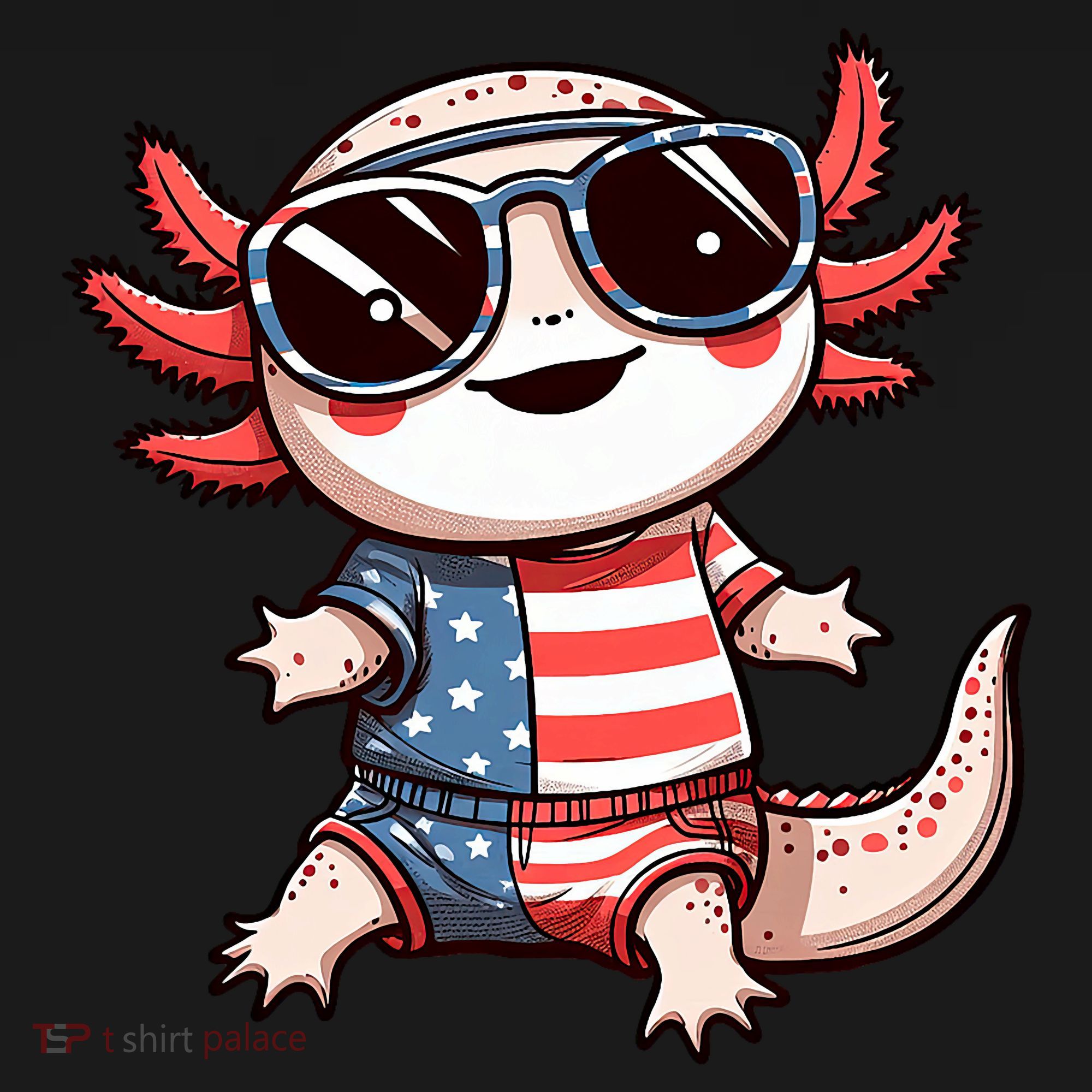 Beautiful Axolotl USA Flag Sunglasses 4th Of July Axolotl Women's Tank Top