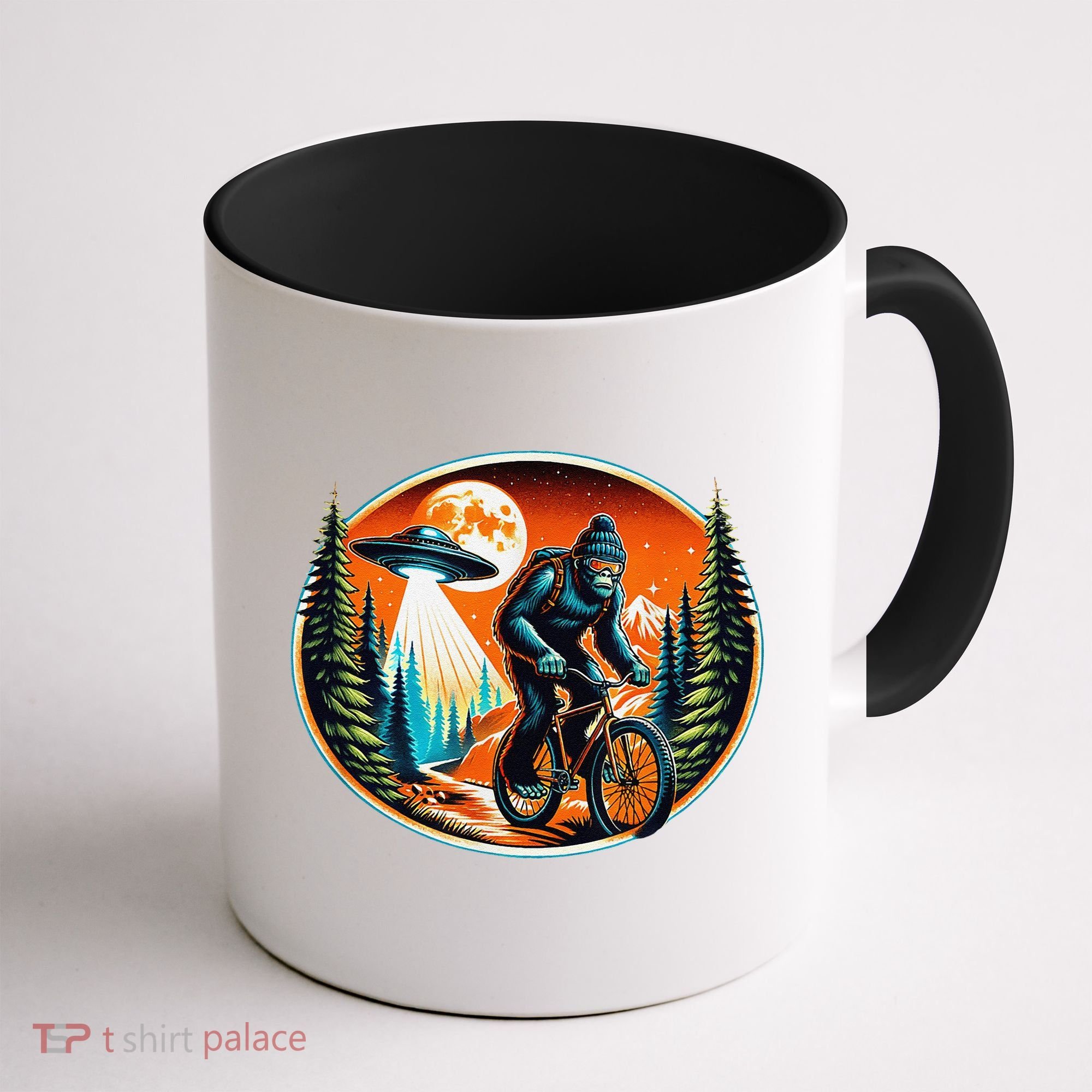 Bigfoot Alien Ufo Bicycle Ride Sasquatch On Bicycle Coffee Mug