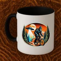 Bigfoot Alien Ufo Bicycle Ride Sasquatch On Bicycle Coffee Mug thumb 2