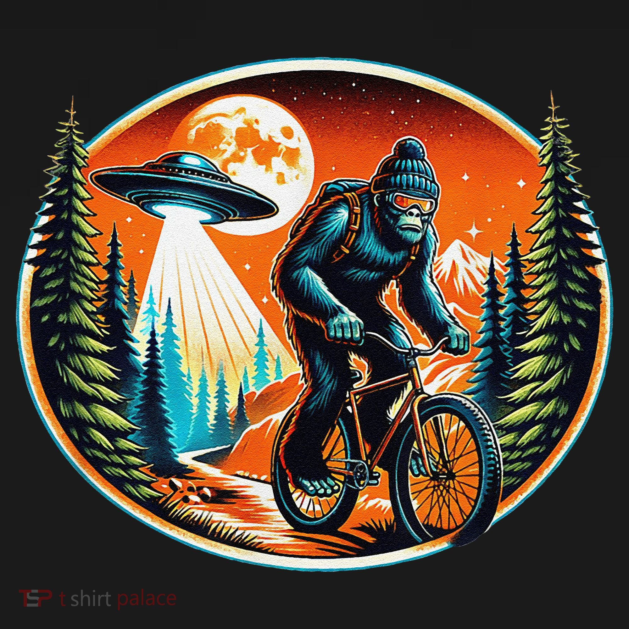 Bigfoot Alien Ufo Bicycle Ride Sasquatch On Bicycle Ornament