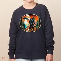 Bigfoot Alien Ufo Bicycle Ride Sasquatch On Bicycle Women's Sweatshirt thumb 0