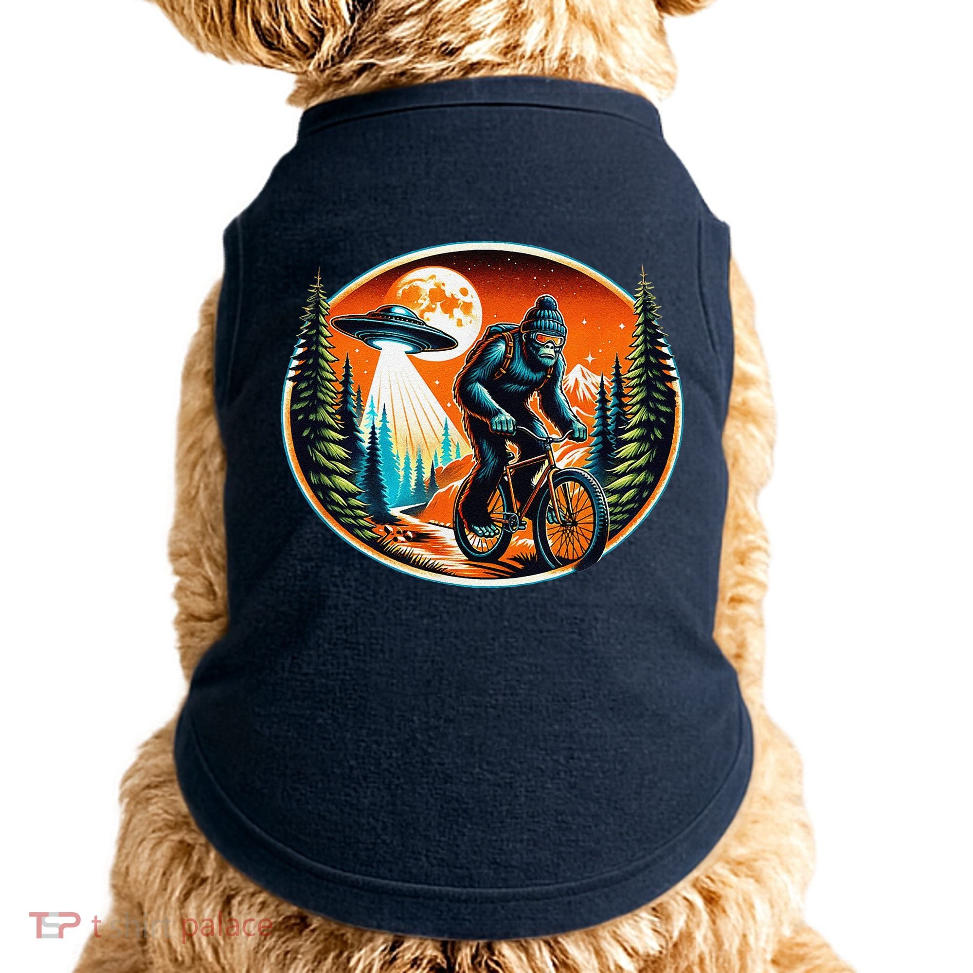 Bigfoot Alien Ufo Bicycle Ride Sasquatch On Bicycle Doggie Tank