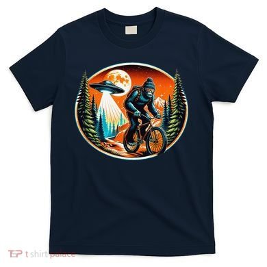 Bigfoot Alien Ufo Bicycle Ride Sasquatch On Bicycle T-Shirt