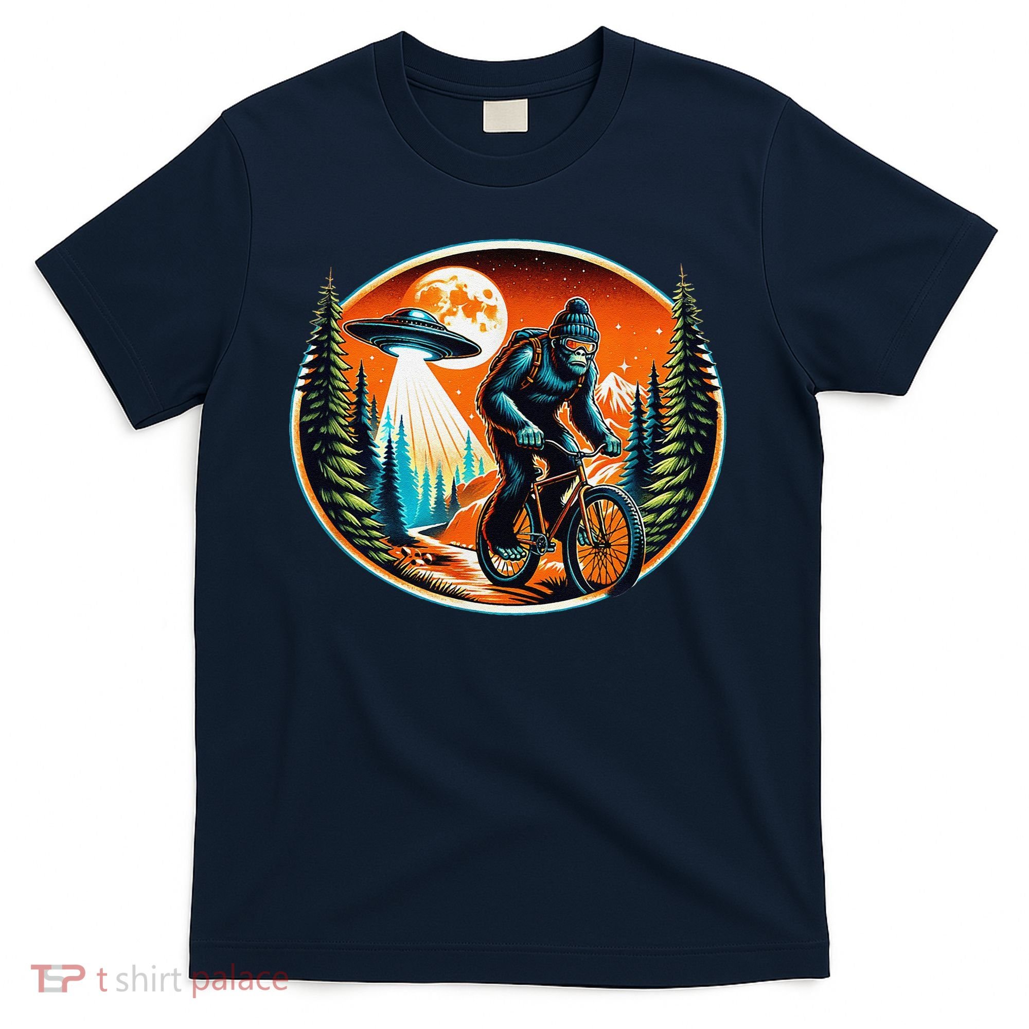 Bigfoot Alien Ufo Bicycle Ride Sasquatch On Bicycle T-Shirt