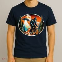 Bigfoot Alien Ufo Bicycle Ride Sasquatch On Bicycle T-Shirt thumb 3