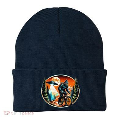 Bigfoot Alien Ufo Bicycle Ride Sasquatch On Bicycle Beanie