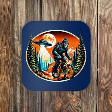 Bigfoot Alien Ufo Bicycle Ride Sasquatch On Bicycle Coaster